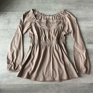 Uniqlo 100% Cotton Embroidered Boho Peasant Blouse